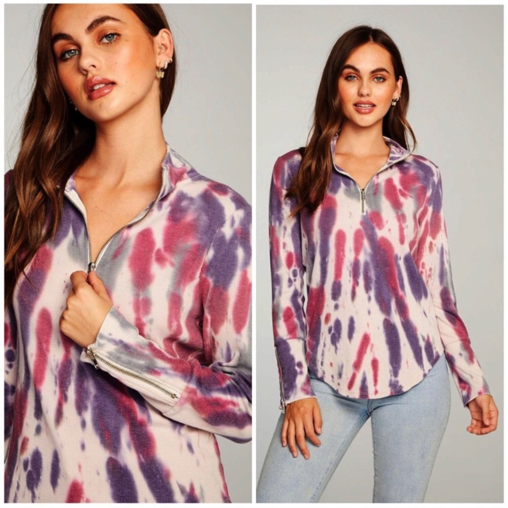 Chaser tie dye quarter zip up pullover, medium